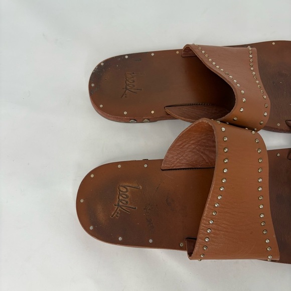 beek Tan Leather Sandals with Stud Accents - Picture 3 of 6